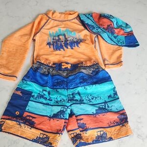 Orange and Blue Rashguard Swim Set